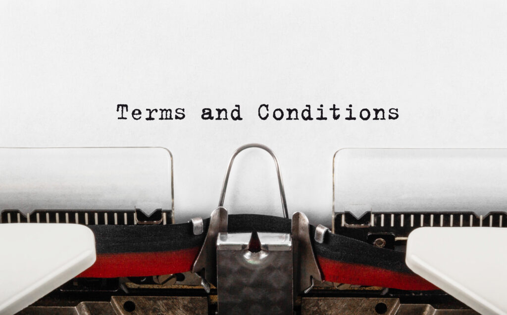 typed on typewriter - terms and conditions